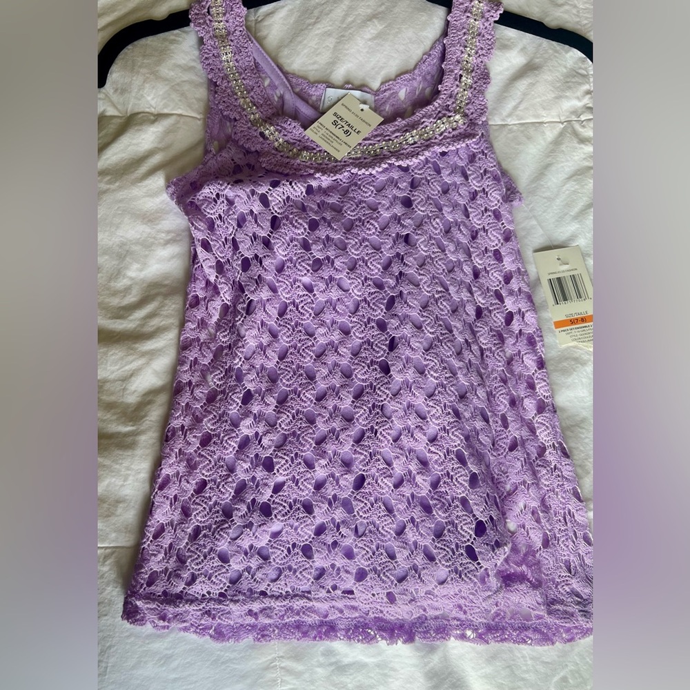 Guess girls 2 piece attached lavender tank top NEW WITH TAGS